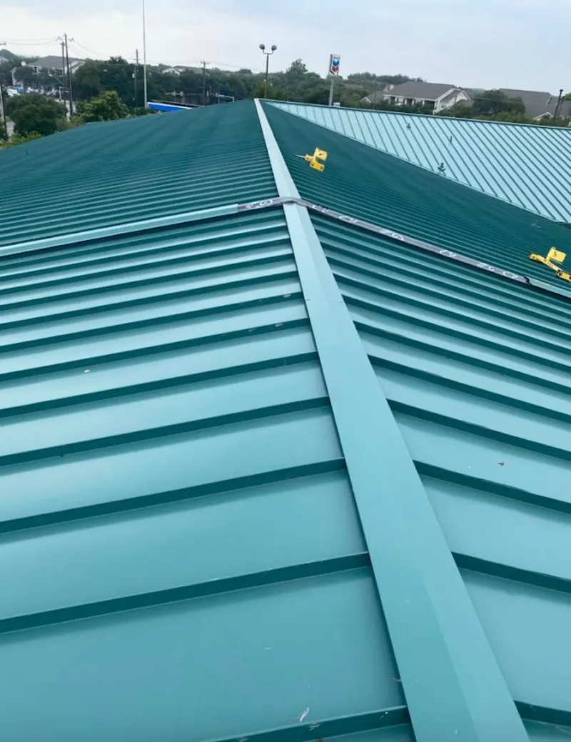 Green commercial metal roof ridge and valley for Metal Roof Repair in Council Bluffs